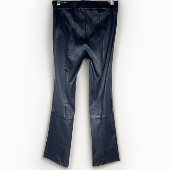 Theory Slim Kick Urban Leather Pants Black Cropped Kick Flare Sz 4 - Picture 4 of 9